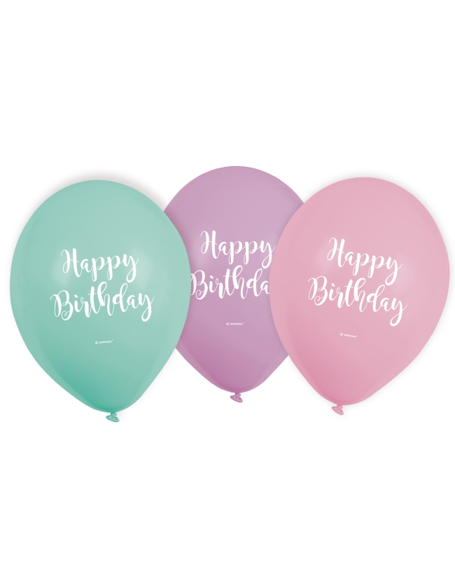 Globos Latex 22.8cm Happy Bday Pastel