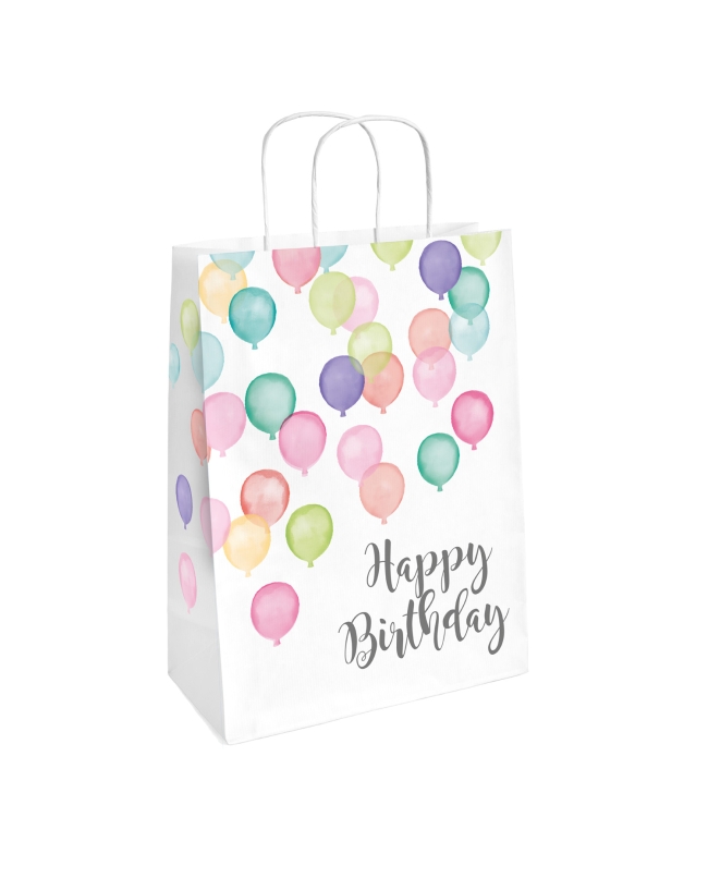 Bolsas Papel Happy Bday Pastel 31.5X13.1cm