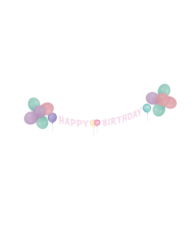 Kit Decoracion Happy Bday Pastel