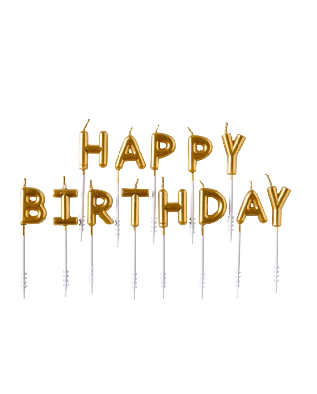 Velas Letras Oro Happy Birthday 7,3cm