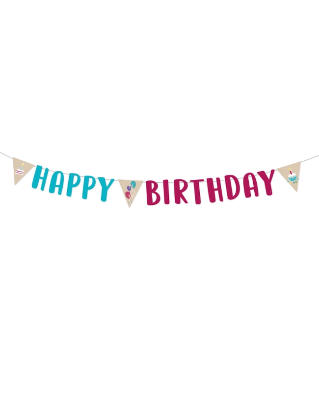 Banderin Letras Happy Bday Papel My Bday Party 180X14.8cm