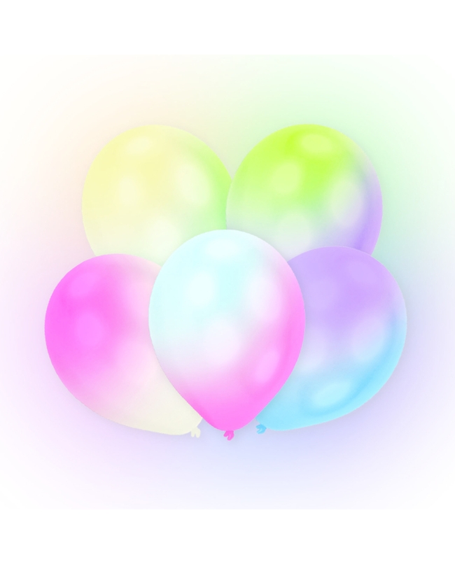 Globos Latex 27cm Blancos Con Led Multicolor