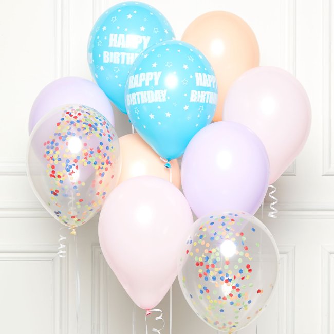 Globos Latex 27,5cm Kit Bouquet Happy Bday Pastel