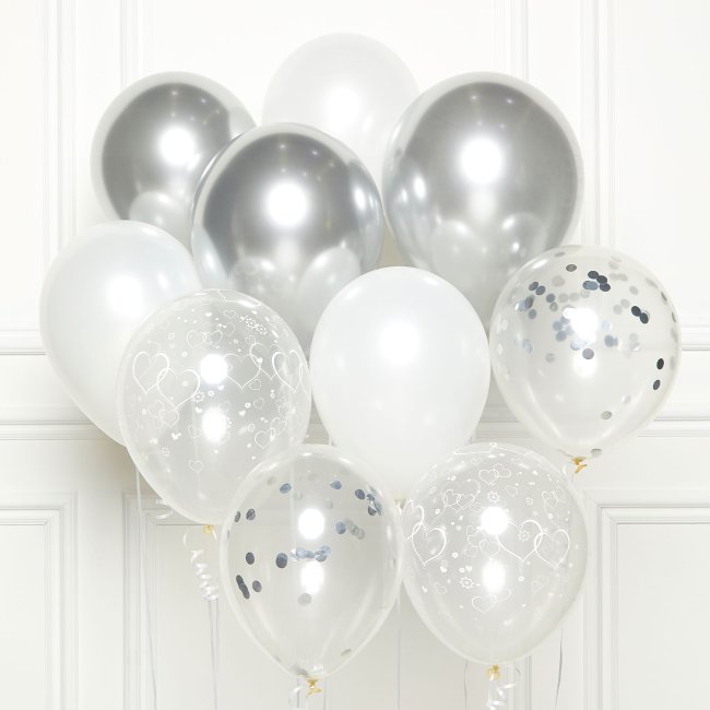 Globos Latex 27,5cm Kit Bouquet Plata