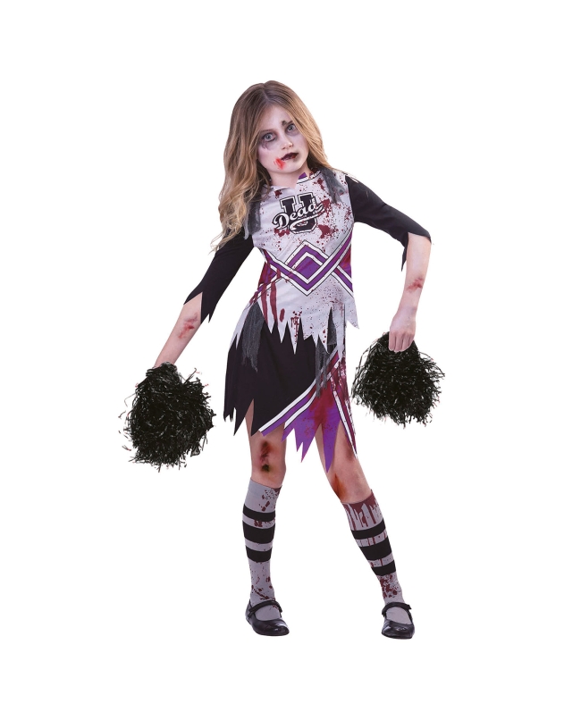 Disfraz Infantil Animadora Zombie Morada Talla 9-10 Años