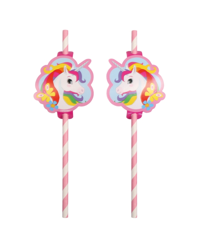 Pajitas Papel Unicornio 19,7cm 