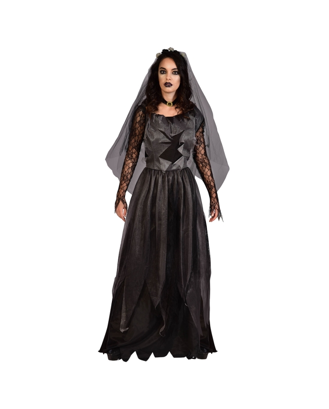 Disfraz Vestido Novia Cadaver Negro Talla L