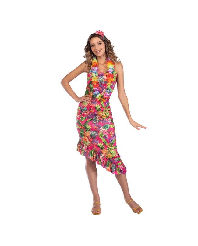 Disfraz Adulto Vestido Hawaii Rosa Talla S