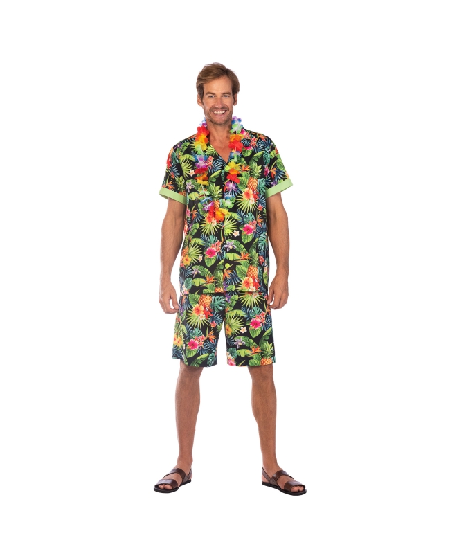 Disfraz Adulto Conjunto Hawaii Negro Talla XL