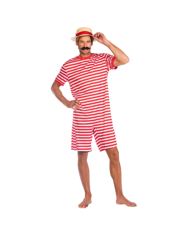 Disfraz Adulto: Traje Baño Rojo Talla Unica