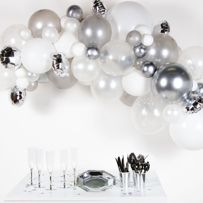 Pack Globos Guirnalda Silver