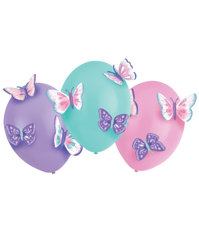 Globos Latex Con Mariposas De Papel