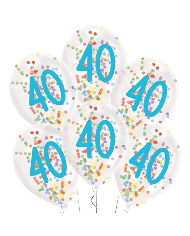 Globos Latex 27,5cm 40 Cumple 1C + Confeti Surtido