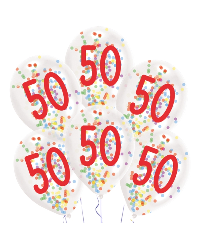 Globos Latex 27,5cm 50 Cumple 1C + Confeti Surtido