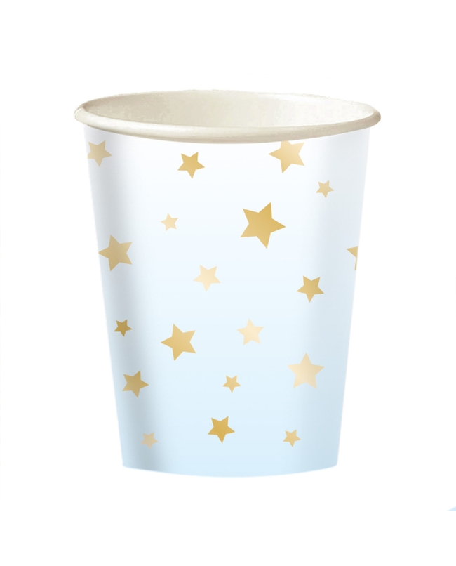 Vasos 250ml Papel Azul Estrellas