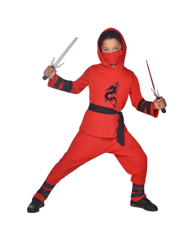 Disfraz Infantil Guerrero Ninja Rojo Talla 12-14 Años