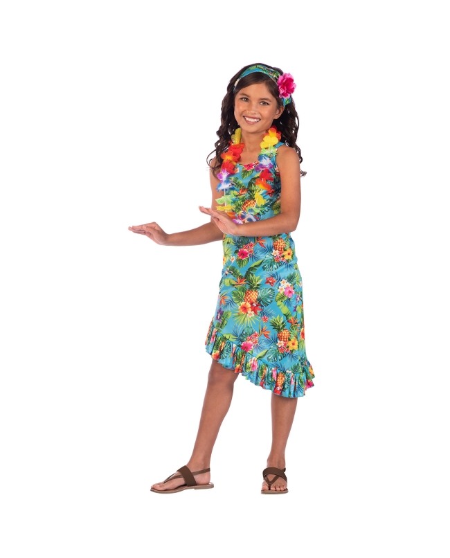 Disfraz Inf: Vestido Hawaii Azul Talla 4-6 Años