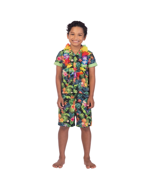Disfraz Inf: Conjunto Hawaii Negro Talla 4-6 Años