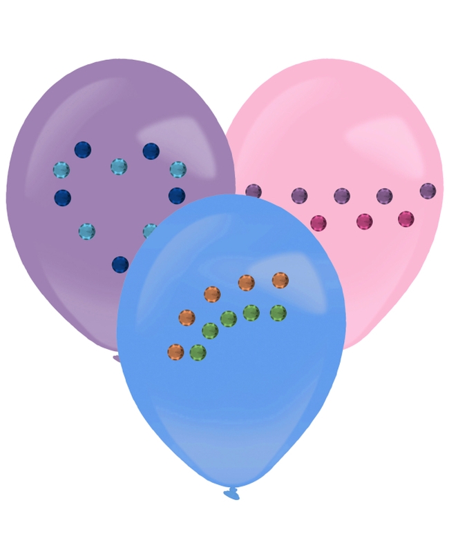 Globos Latex 27,5cm + Pegatinas Diamantes