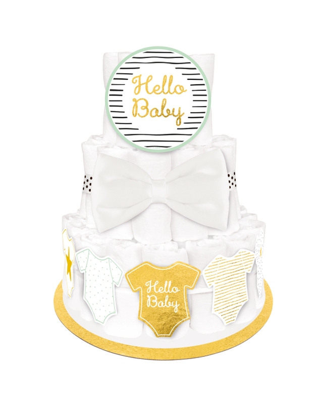 Kit Decoracion Para Tarta Pañales Hello Baby 