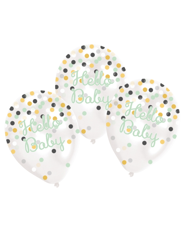 Globos Latex 27,5cm Confeti Hello Baby