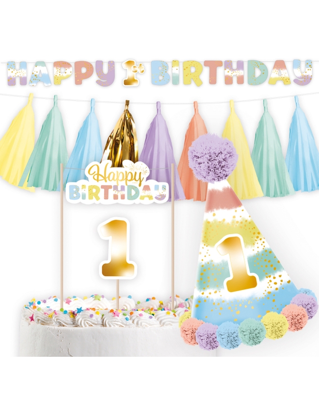 Decor. Kit 1St Birthday Arcoiris Papel