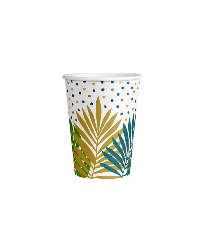 Vasos 250ml Papel Hojas Tropical