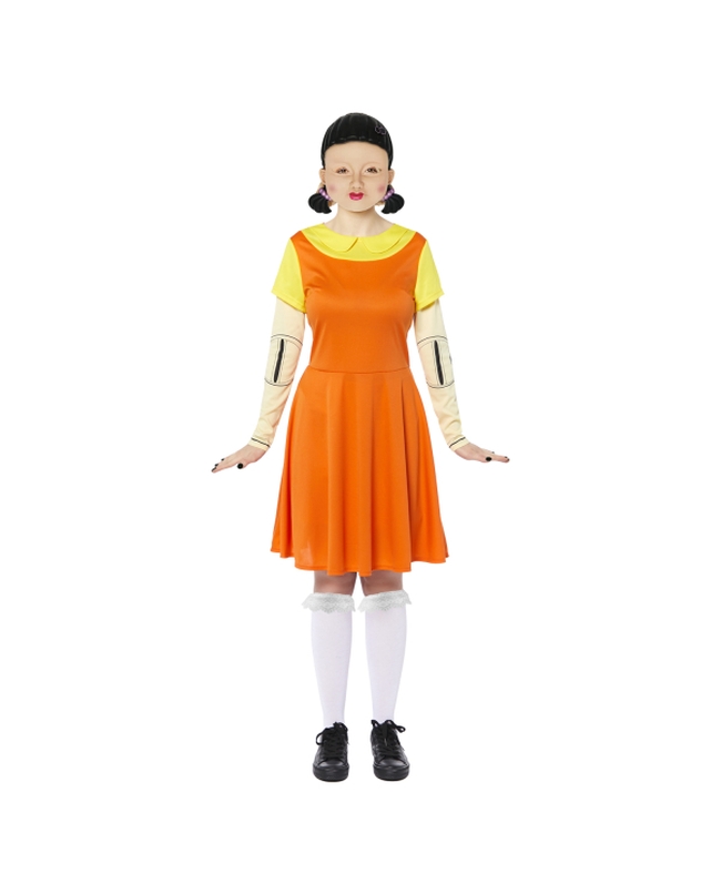 Disfraz Adulto Juego Del Calamar Muñeca Lujo Talla S