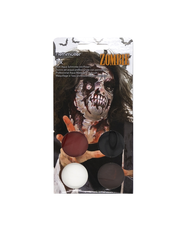 Maquillaje Kit Zombi - Pintura Facial 3.5gr x 4 Y Pincel
