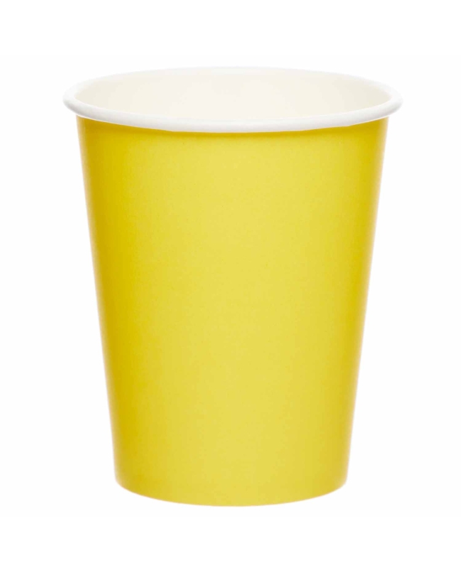 Vasos Papel 237ml Amarillo Flor 