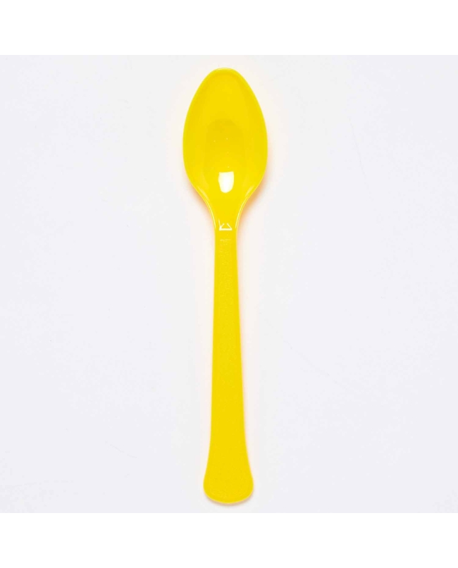 Cucharas Plastico Amarillo Flor 17cm 