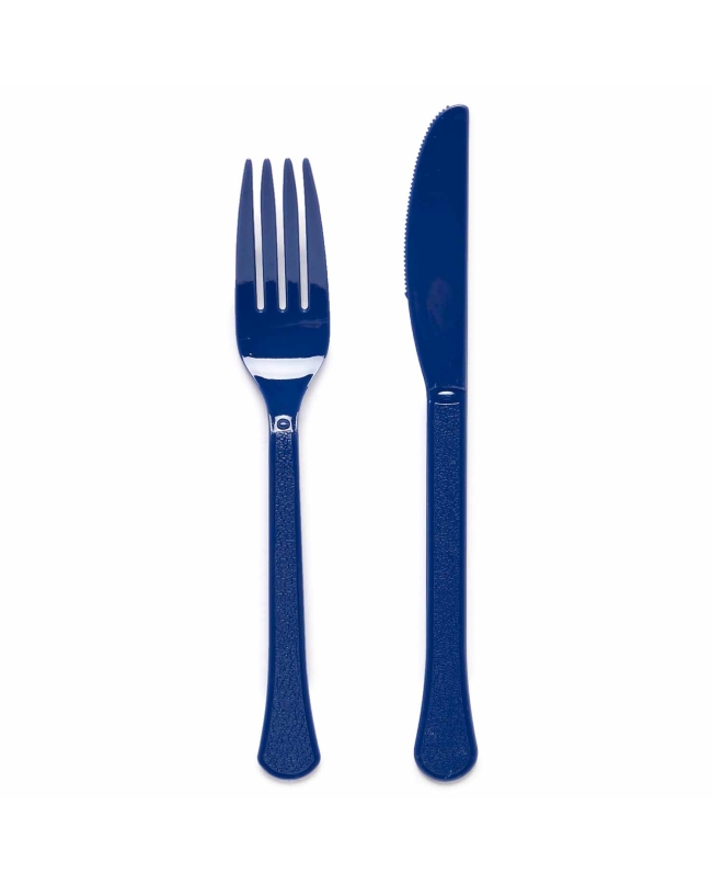 Tenedores Y Cuchillos Plastico Azul Arandano 18cm ***OFERTA DTO NO ACUMULABLE