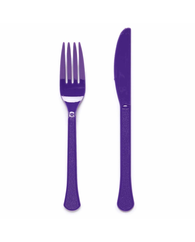 Tenedores Y Cuchillos Plastico Violeta Uva 18cm ***OFERTA DTO NO ACUMULABLE