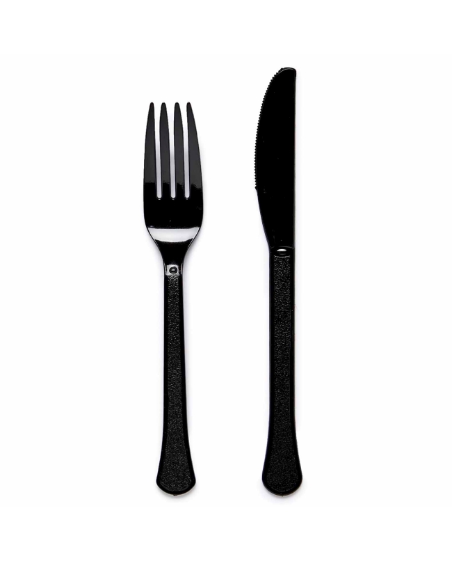Tenedores Y Cuchillos Plastico Negro Carbon 18cm ***OFERTA DTO NO ACUMULABLE