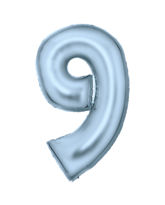 Forma Numero 9 Azul Pastel Seda 86cm