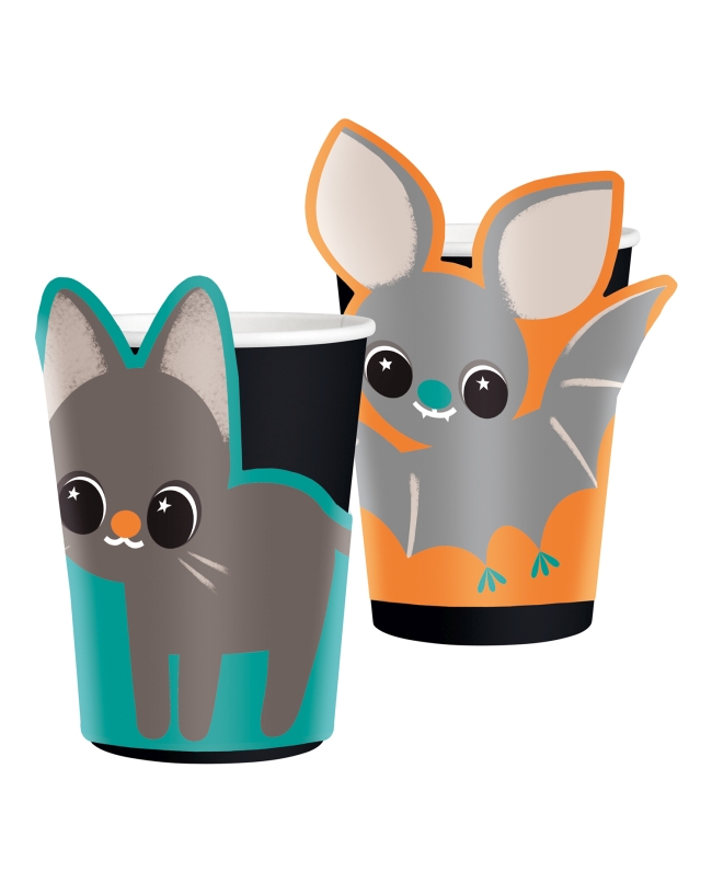 Vasos 250ml Gatos Y Murcielagos Papel