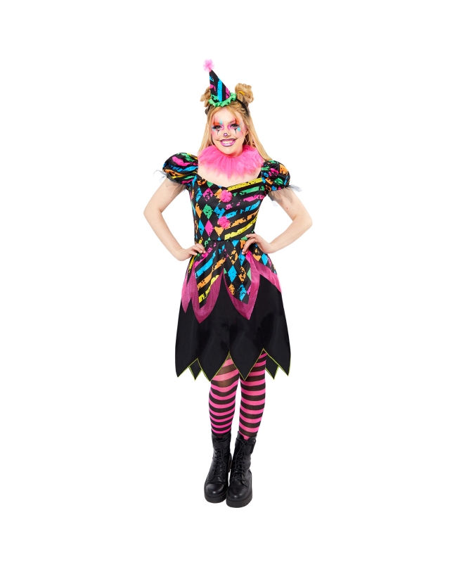 Disfraz Adulto Payaso Neon Casa Terror Talla M/L