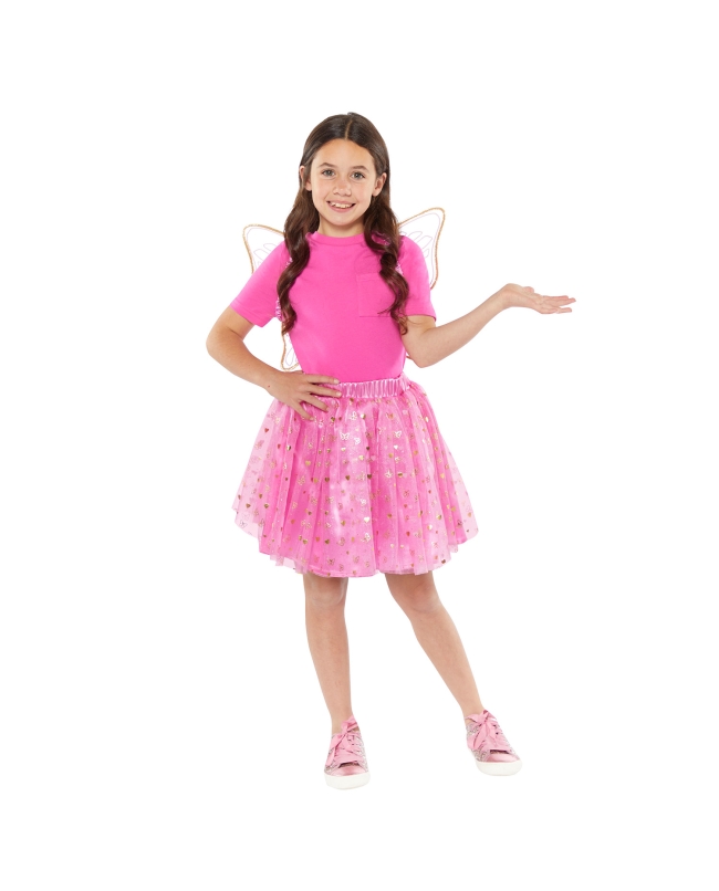 Disfraz Infantil Set Tutu Y Alas Mariposa Rosa Talla 3-8 Años