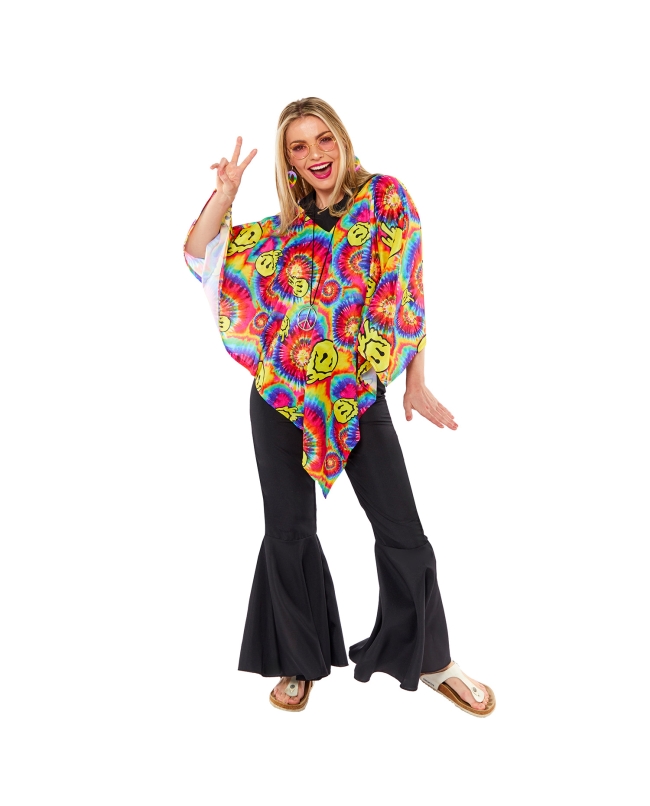 Disfraz Adulto Poncho Hippy Tie Dye