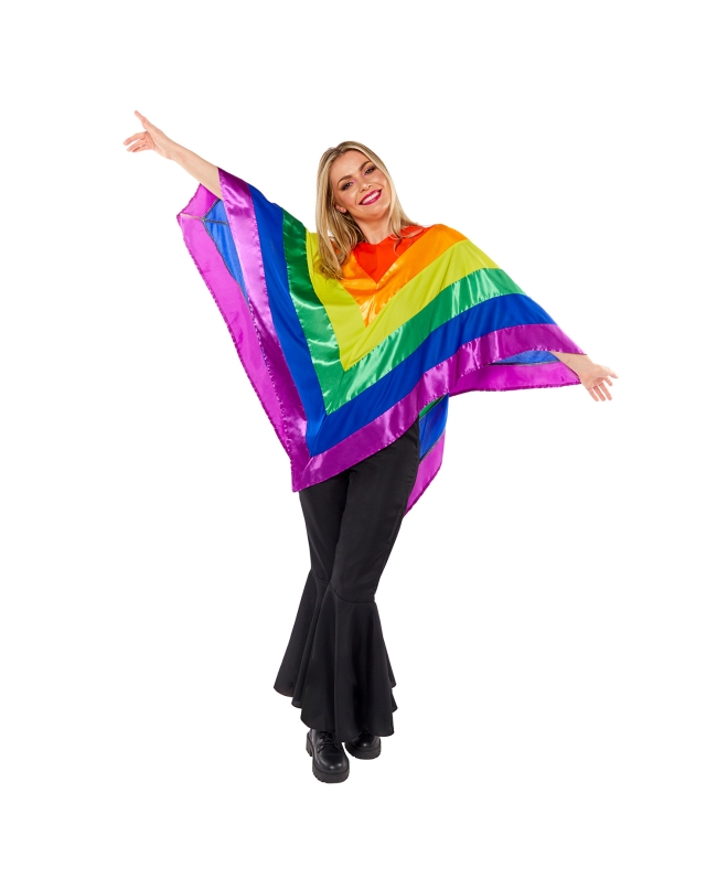 Disfraz Adulto Poncho Arcoiris