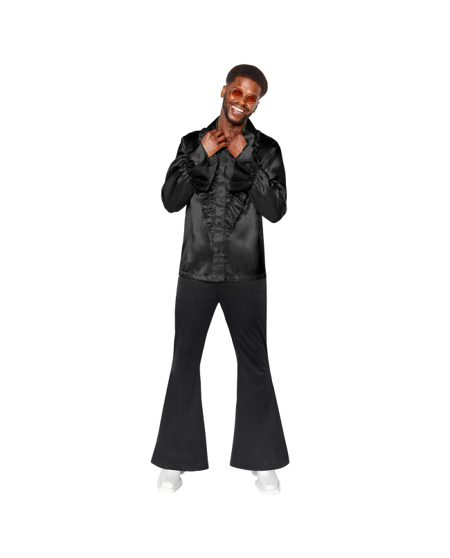 Disfraz Pantalon Acampana Negro Disco Talla L