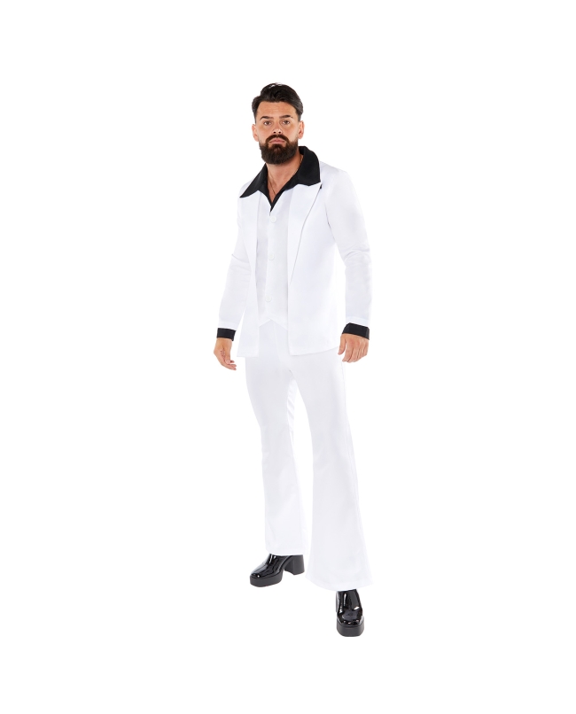 Disfraz Adulto Traje Años 70 Blanco Talla XL