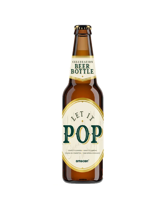 Botella Lanza Confeti Oro Foil Beer 23cm 