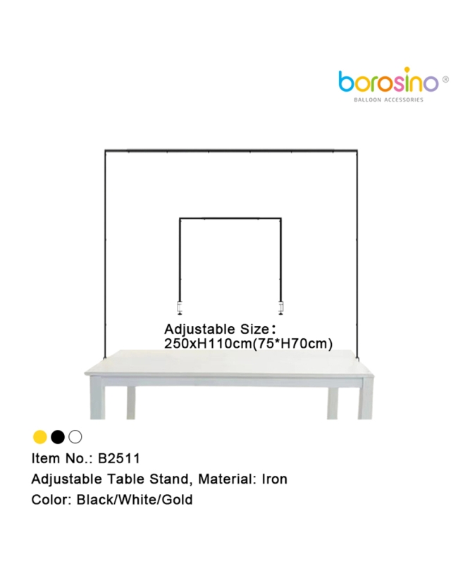 Arco Cuadrado Metal Para Mesa 250X110cm (75X70cm) Negro