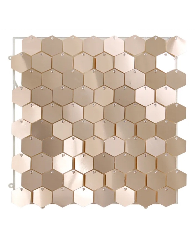Fondo Pared Panel Lentejuelas 30X30cm Hexagonal Champan Mate