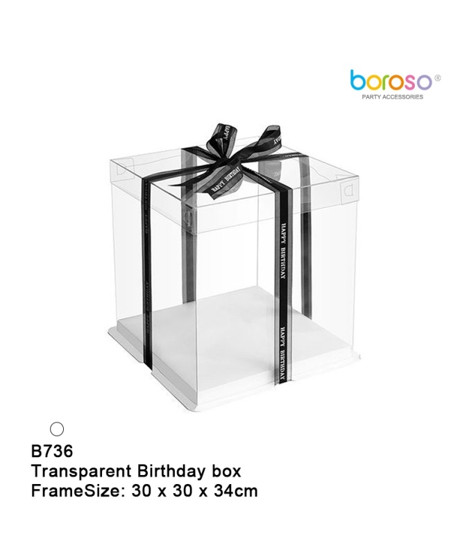 CAJA TRANSPARENTE HAPPY BDAY 30x30x34cm