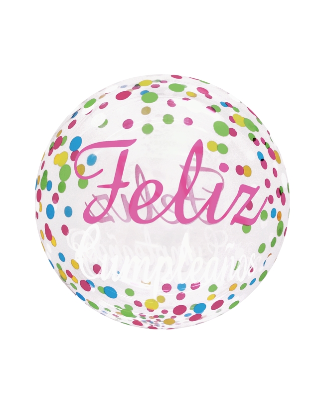 GLOBOS BUBBLE - BURBUJA CONFT FELIZ CUMP 20/50cm