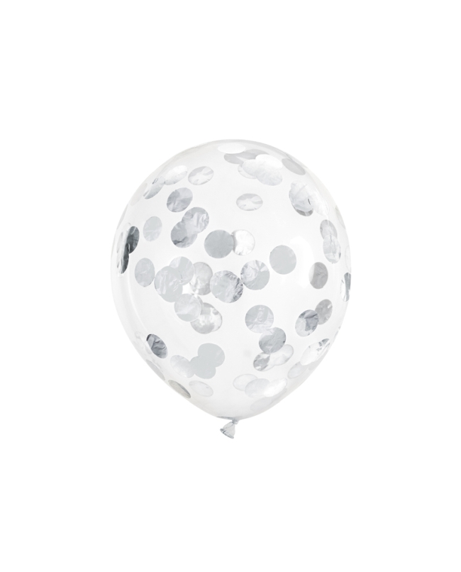 Globos Latex Confeti Circulos Plata 30cm ***OFERTA DTO NO ACUMULABLE