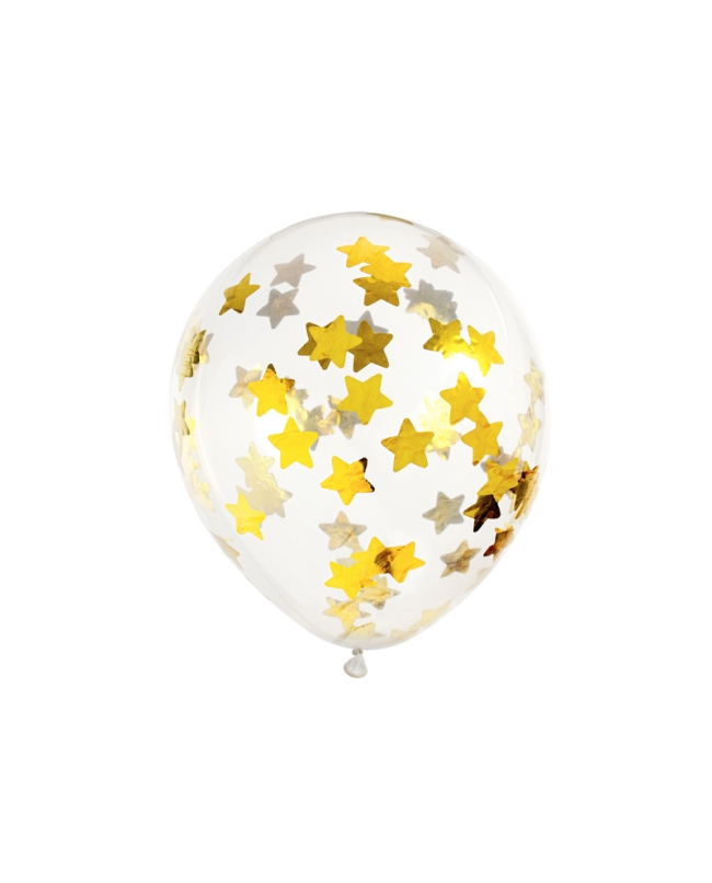 Globos Latex Confeti Estrellas Oro 30cm ***OFERTA DTO NO ACUMULABLE