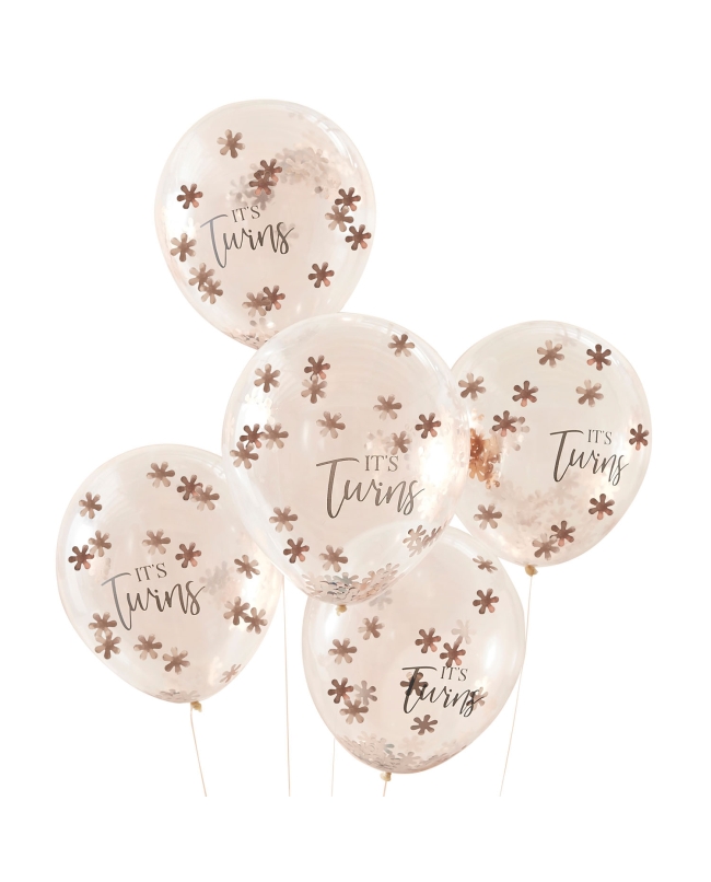 Globos Its Twins Rose Gold Flower Confetti ***OFERTA DTO NO ACUMULABLE